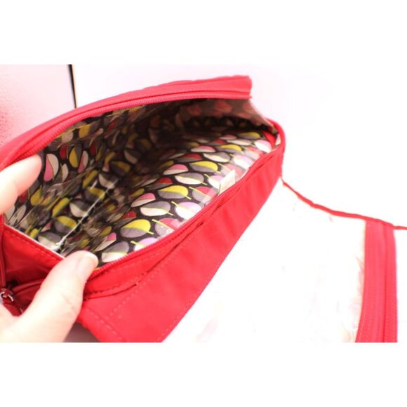 Vera Bradley Red Quilted Hanging Travel Organizer Cosmetic Toiletries Case 11x9" - Picture 4 of 13
